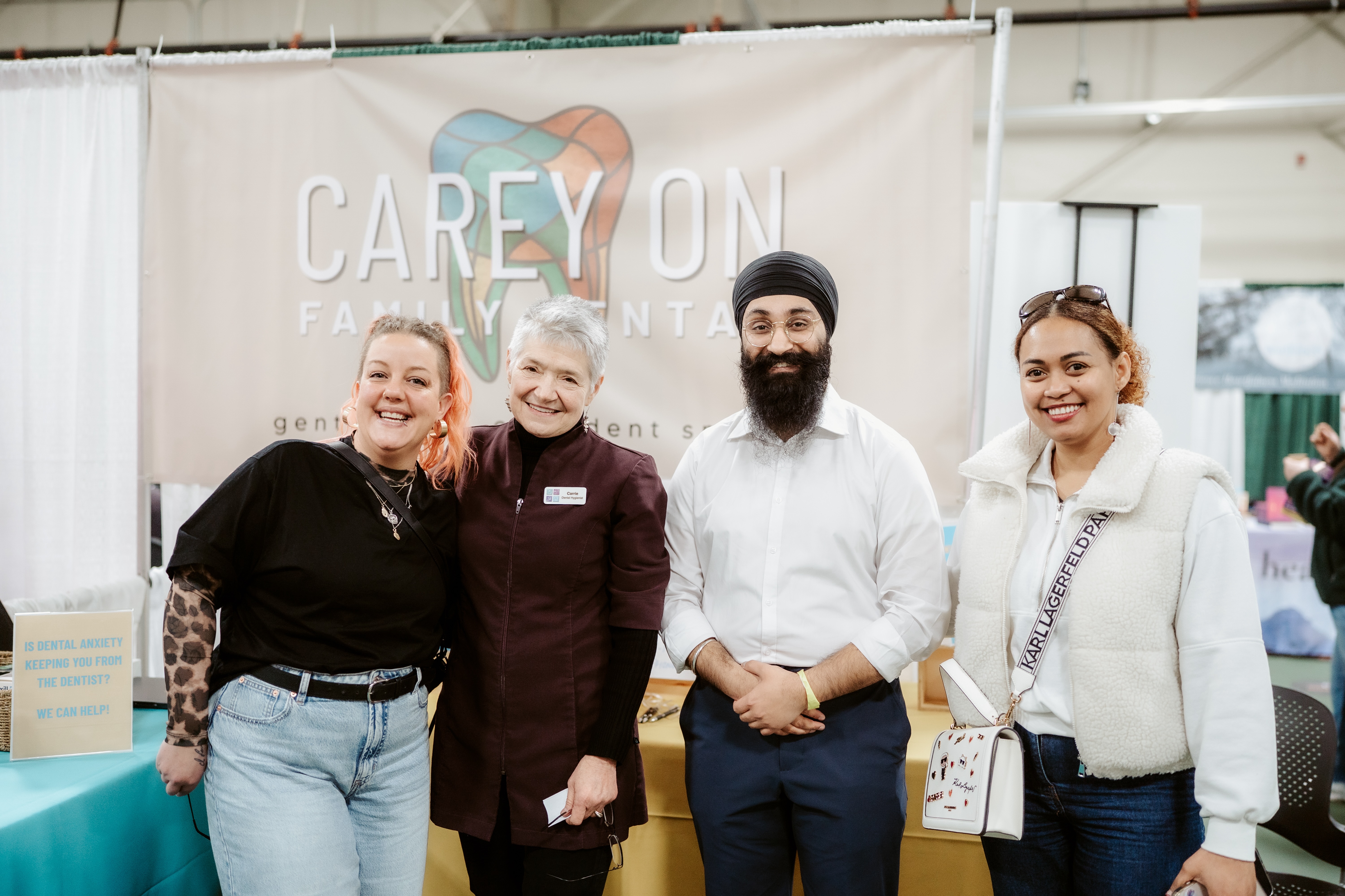 Dr. Gurjap Singh of Carey On Family Dental presenting at the Victoria Health Show in Saanich, BC, discussing the link between dental care and systemic health.